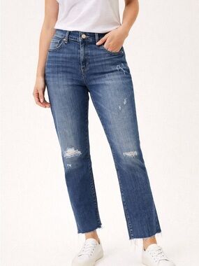 LOFT Modern Straight Petite Jeans Size 29P Distressed Raw Hem